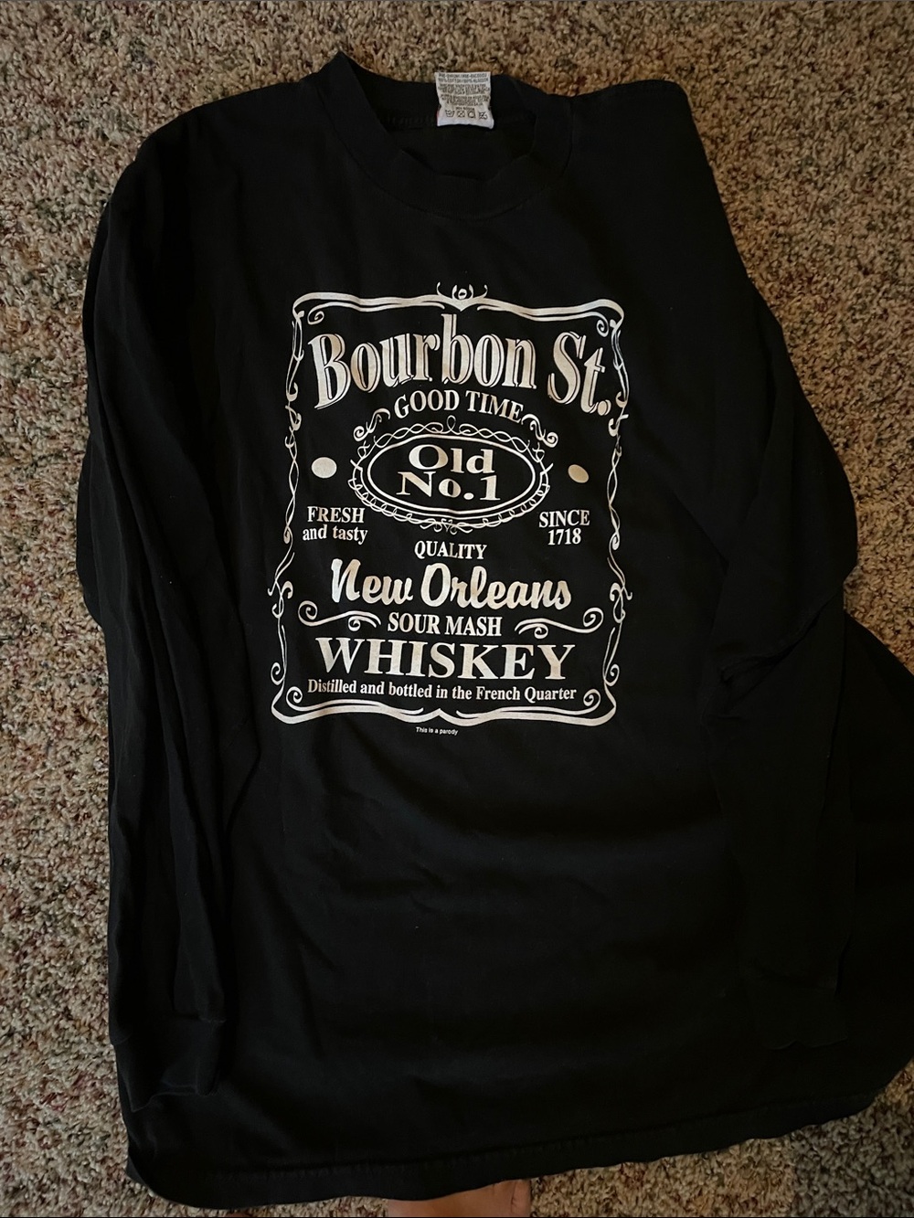 Bourbon St. Whiskey Graphic Long-Sleeve Tee - Black
